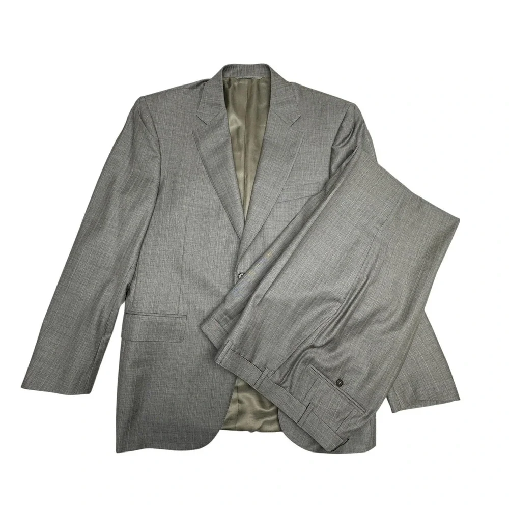 Canali Suit Mens EU 50 34x30 Gray Wool Striped 2 Piece Jacket Pants Made Italy